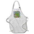 Apron - Image of Open Window Shows Field Of Blue Pink And White Flowers lens Art by Florene - Flowers And Birds