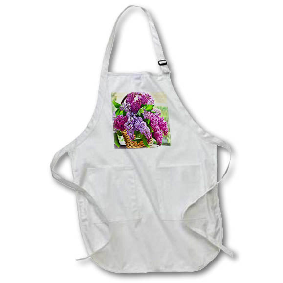 Apron - Image of Beautiful Photo Of Lilacs In Wicker Basket lens Art by Florene - Flowers And Birds