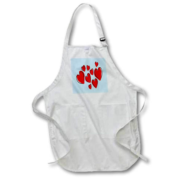 Apron - Cute Hearts Hand Drawn Red Romantic Doodle Pattern - Heart Pattern