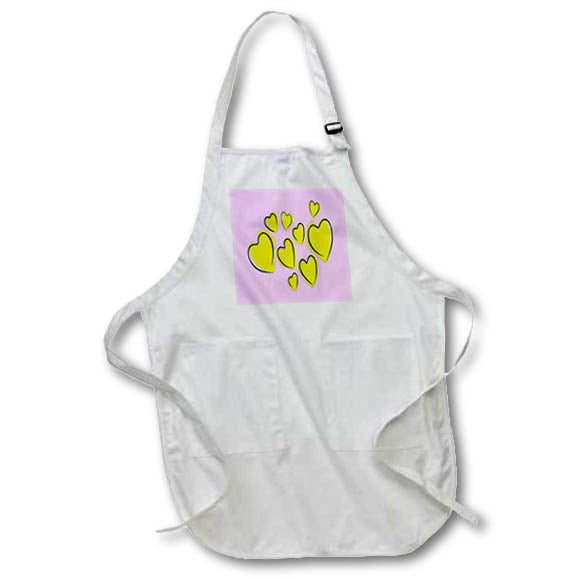 Apron - Cute Hearts Hand Drawn Bold Yellow Romantic Doodle Pattern - Heart Pattern