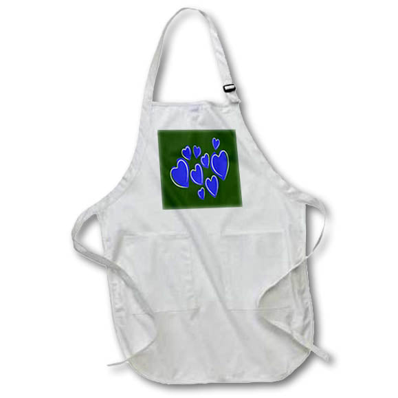 Apron - Cute Hearts Hand Drawn Bold Blue Romantic Doodle Pattern - Heart Pattern