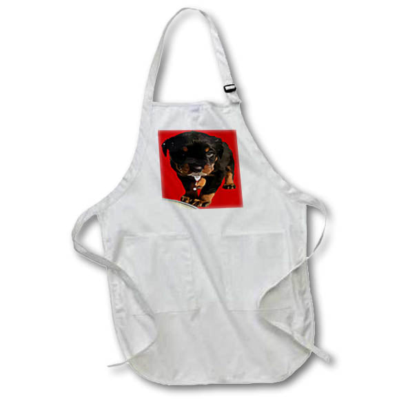 Apron - Cute Rottweiler Puppy Drooling Milk Vector Art - Rottweiler Puppy