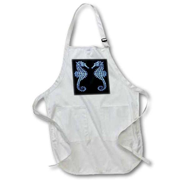 Apron - Symmetrical Seahorses Mirrored Face To Face Vector Art - Seahorse