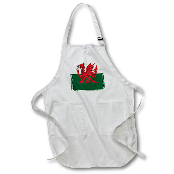 Apron - Y Ddraig Goch Grunge Welsh Flag Vector Art - Flag of Wales