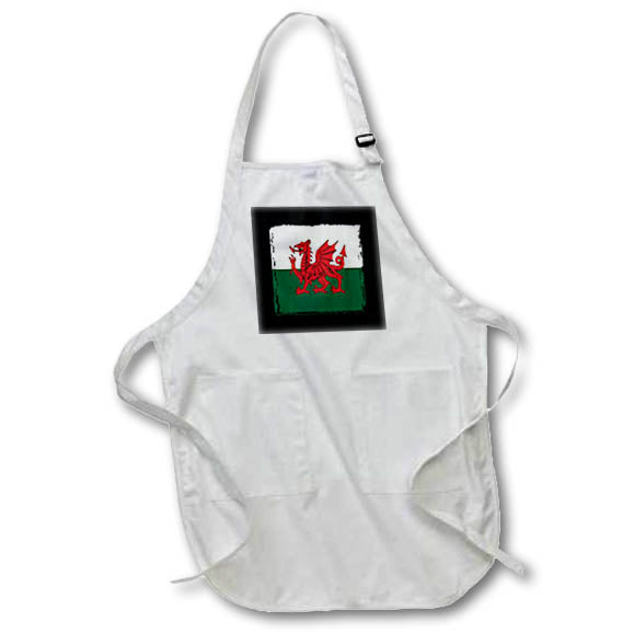 Apron - Y Ddraig Goch Grunge Welsh Flag Vector Art - Flag of Wales