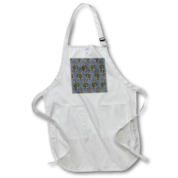 Apron - Elegant Blue, Black, and Image Of Gold Framed Floral Pattern Patterns