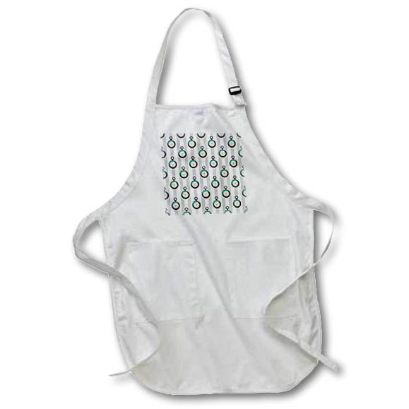 Apron - Green Pocket Watches On Gray Stripes Pattern Patterns