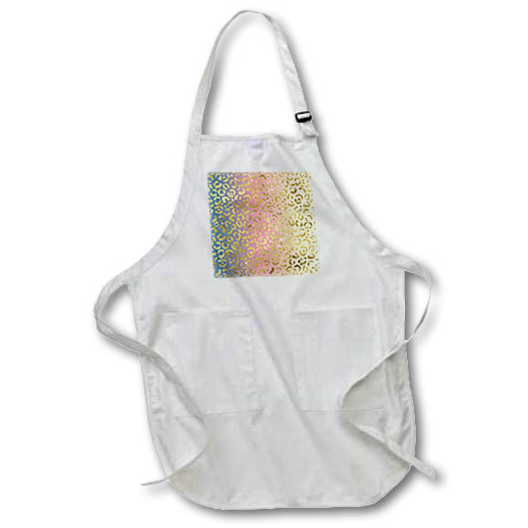 Apron - Aqua, Pink, Yellow, Image Of Gold Gradient Leopard Spots Pattern Patterns