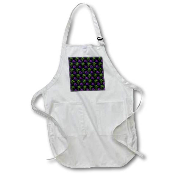 Apron - Glam Green and Purple Image Of Glitter Peacock Leaves Pattern Patterns
