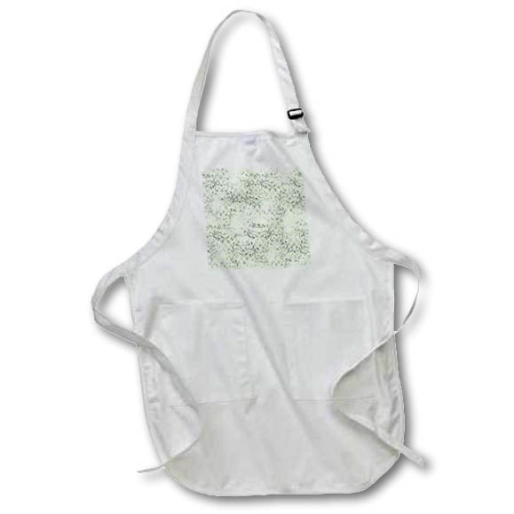 Apron - Pretty Mint Green and Image of Silver Rose Damask Pattern Patterns