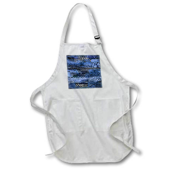 Apron - Blue and Image Of Silver Animal Prints Abstract Pattern Patterns