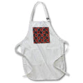 Apron - Orange Red Roses On Black Stripes Pattern Patterns