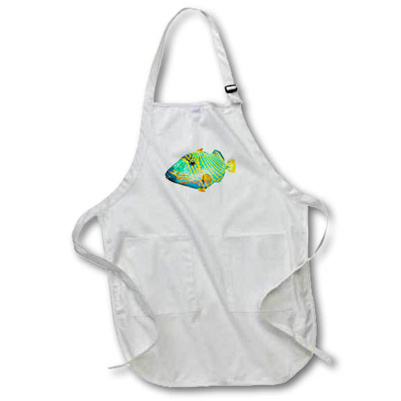 Apron - A Green and Yellow Saltwater Undulated Triggerfish Graphics Fish