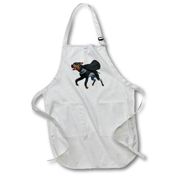 Apron - Cartoon Doberman in Super Dog Suit Graphics Cartoon