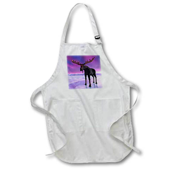 Apron - A moose in the north under an aurora Graphics Animal