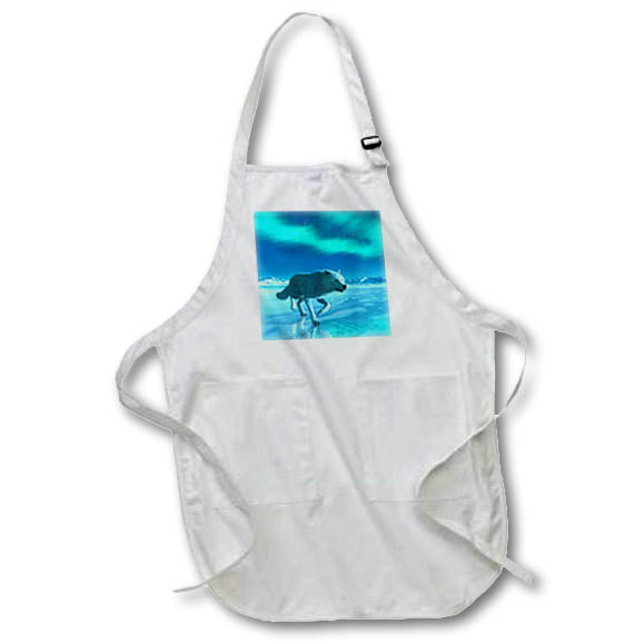 Apron - A wolf running under an aurora Graphics Animal