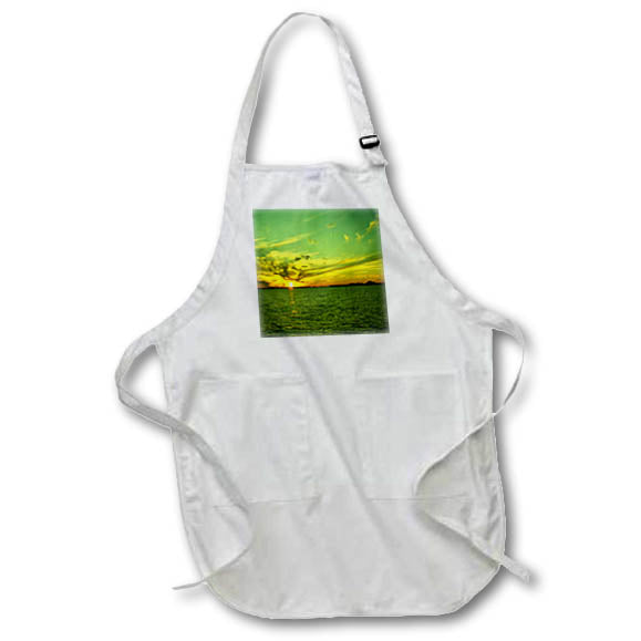 Apron - Image of Beautiful Green Florida Sunset lens Art by Florene - Everything In Trendy Green