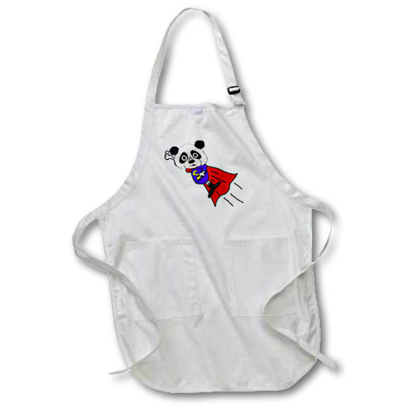 Apron - Cute Funny Panda Bear Flying Superhero Cartoon Animals