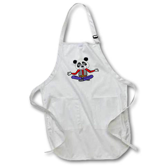Apron - Cute Funny Panda Bear doing Yoga Lotus Position Cartoon Animals