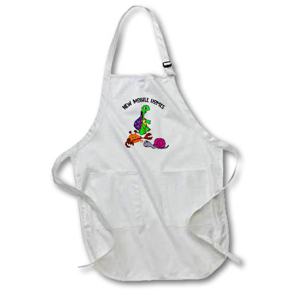 Apron - Funny Cute Colorful Mobile Homes for Turtle, Snail, and Crab Satire Funny