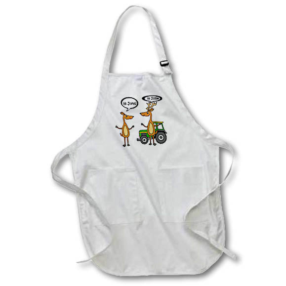 Apron - Funny Jane Doe says Hi to John the Deer Pun Cartoon Funny