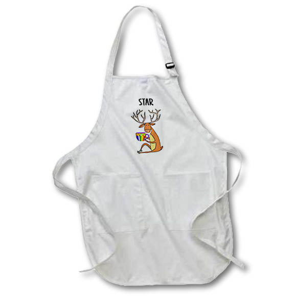 Apron - Funny Buck Deer named Star Drinking Coffee Pun Funny