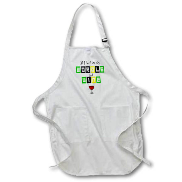 Apron - Funny Cute All I need are Wordle and Wine Wordle Word Game Cartoon Sports and Hobbies