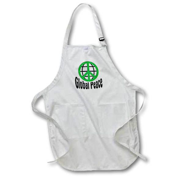 Apron - Image of Words Global Peace with Peace Sign And Globe – Inspirational Sayings