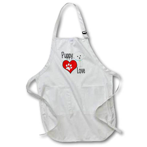 Apron - Image of Words Puppy Love with Puppy Picture And Heart – Pets