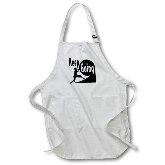 Apron - Image of Words Keep Going with Man And Boulder Picture – Motivational Sayings