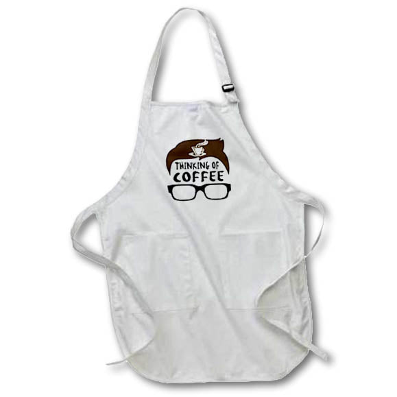 Apron - Image of Words Thinking Of Coffee with Head Picture Glasses – Coffee