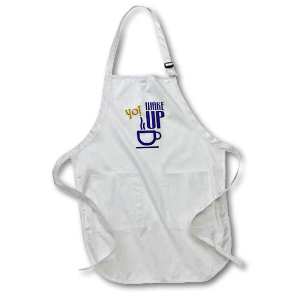 Apron - Image of Words Yo Wake Up with Coffee Cup Picture – Coffee