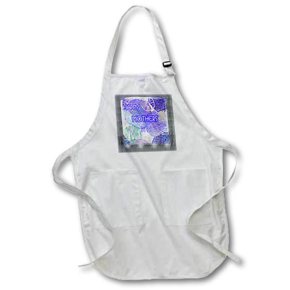 Apron - Image of Silver Metallic With Abstract Violet And Pink Floral lens Art by Florene - Mothers Day