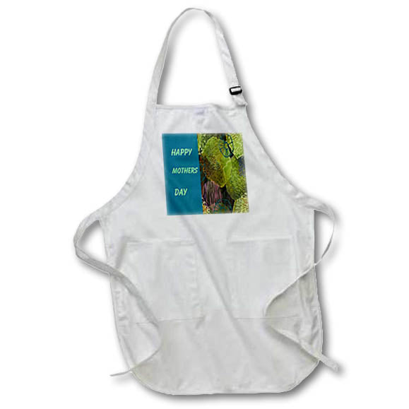 Apron - Image of Text on Teal With Abstract Lime And Teal Floral lens Art by Florene - Mothers Day