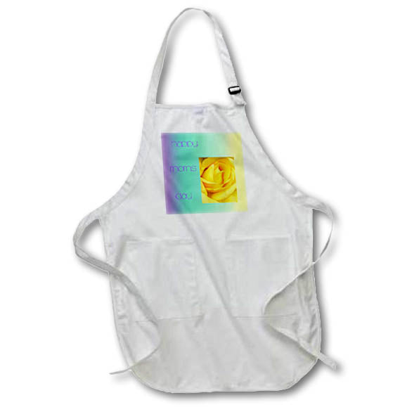Apron - Image of Buttercup Yellow Macro Rose On Violet Aqua Gradient lens Art by Florene - Mothers Day