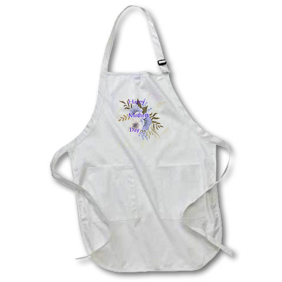 Apron - Image of Victorian Style Bouquet On Ivory In Violet Words lens Art by Florene - Mothers Day