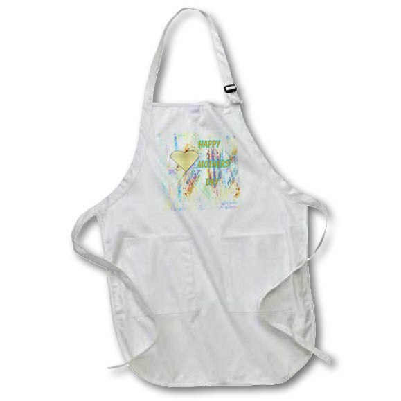 Apron - Image of Gold Heart On Multi Color Modern Painting With Words lens Art by Florene - Mothers Day