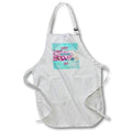 Apron - Image of Band Of Pink Floral On Aqua Watercolor With Words lens Art by Florene - Mothers Day
