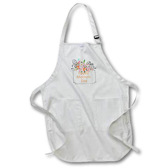 Apron - Image of Black Framed Floral Holder With Happy Mothers Day lens Art by Florene - Mothers Day