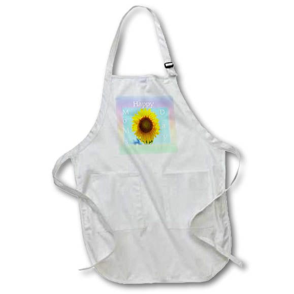 Apron - Image of Photo Of Huge Sunflower On Pastel Frame Happy Moms Day lens Art by Florene - Mothers Day