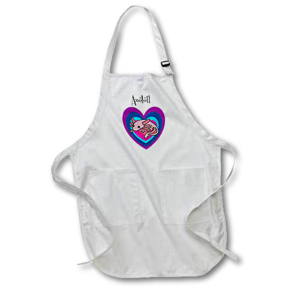 Apron - Funny Cool Pink Mexican Axolotl Salamander Love and Heart Cartoon Animals