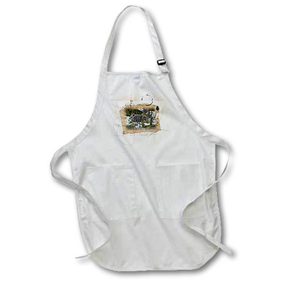Apron - Image of Opossum in Grass and Snow, Abstract Frame Opossum Photography and Design
