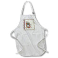 Apron - Image of Black and White Cat in Crazy Colorful Frame, Red Tan Cat Photography