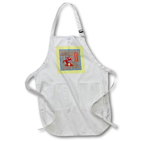 Apron - Image of Cute Dragon Happy Chinese New Year, Scallopes, Wire Abstract Chinese New Year Design