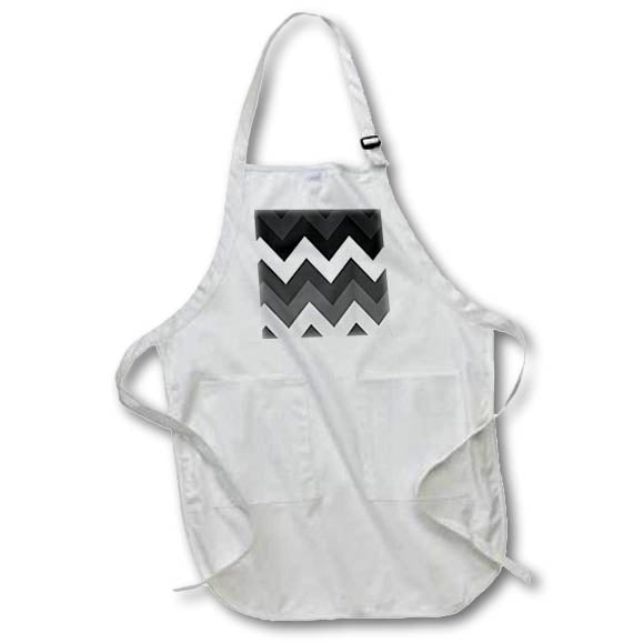 Apron - Image of Huge Black White And Gray Modern Chevron Stripes lens Art by Florene - Modern New Chevron