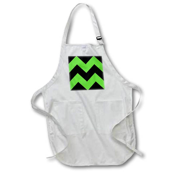 Apron - Image of Huge Lime Green Over Black Contemporary Chevron lens Art by Florene - Modern New Chevron