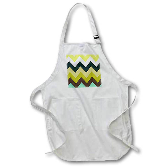 Apron - Image of Large Lime Black White And Olive Chevron Stripes lens Art by Florene - Modern New Chevron