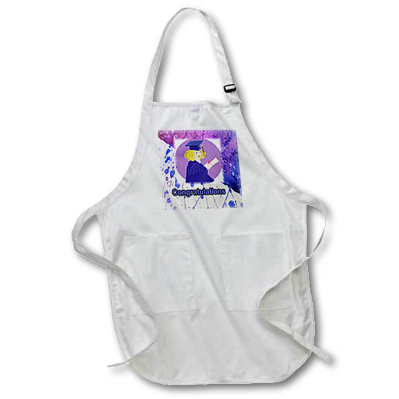 Apron - Image of P purple White Mix With Girl Graduate And Congratulations lens Art by Florene - Graduation New Style