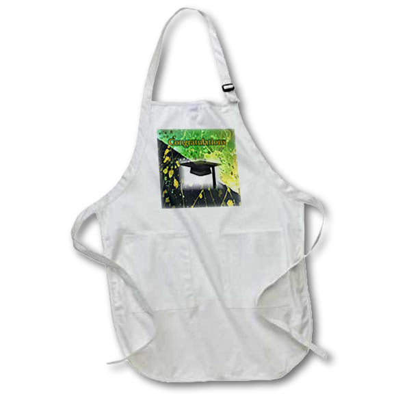 Apron - Image of Half Lime Half Gold On Black With Mortar Cap And Wishes lens Art by Florene - Graduation New Style