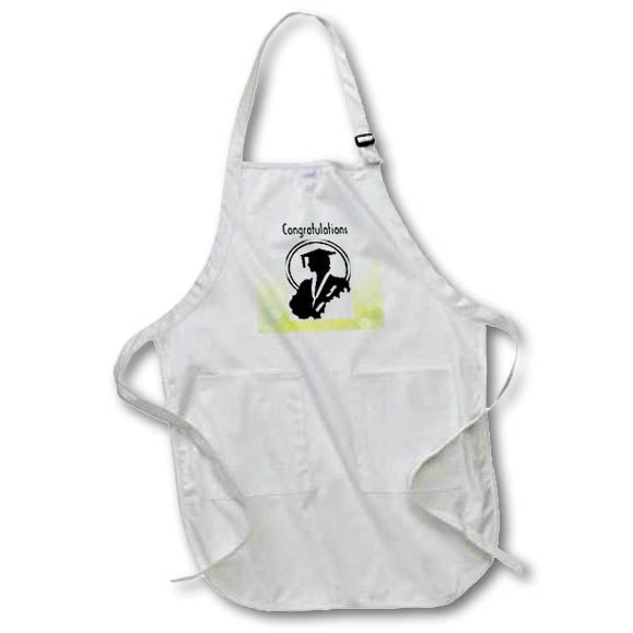 Apron - Image of Silhouette Of Girl Graduate On Pastel Blue Green Gradient lens Art by Florene - Graduation New Style